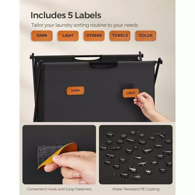 Cesto de ropa sucia, Canasto para ropa sucia, Clasificador de ropa plegable con forma de X, Organizador de ropa con etiquetas personalizables
