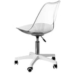 Silla de escritorio de acrílico transparente - Silla de oficina sin brazos, altura ajustable, silla con ruedas - Perfecta para oficina en casa o tocador con función giratoria